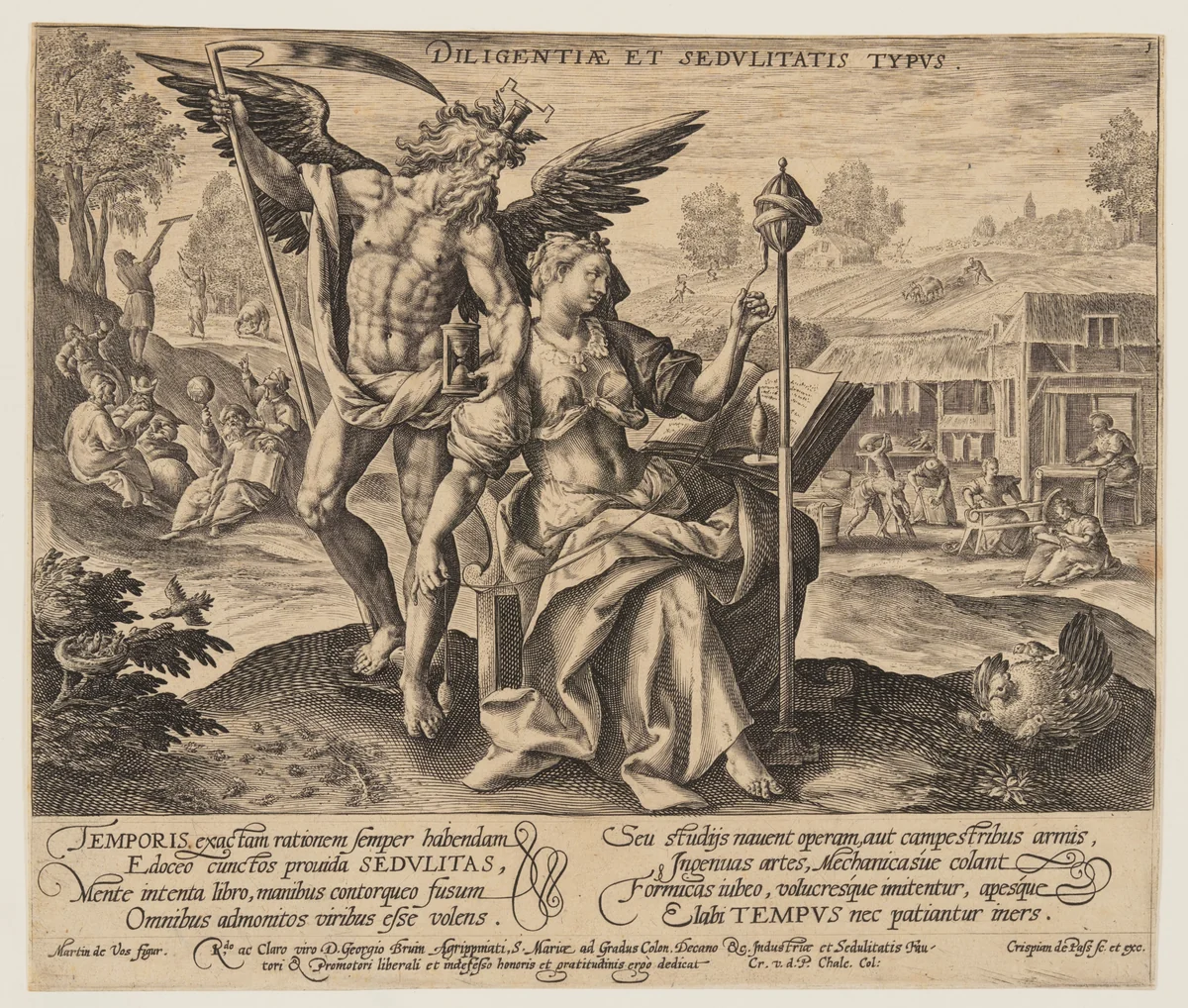 Diligentiae et Sedulitatis Typus, from Time with Virtues and Vices by Crispijn van de Passe I, print, 1600