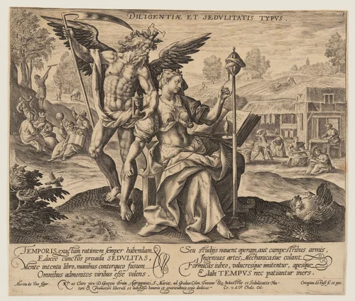 Diligentiae et Sedulitatis Typus, from Time with Virtues and Vices by Crispijn van de Passe I, print, 1600