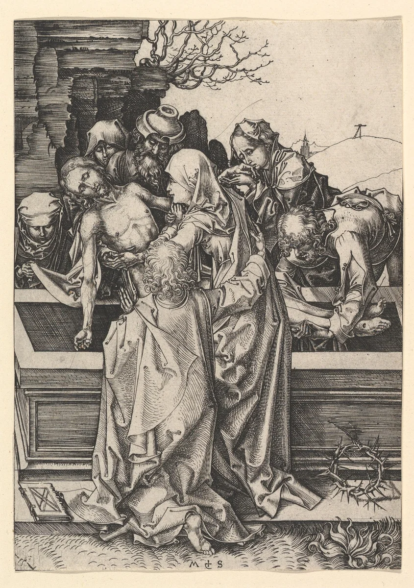 The Entombment of Christ by Martin Schongauer, print, 1470-1482
