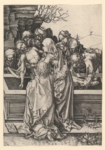 The Entombment of Christ by Martin Schongauer, print, 1470-1482
