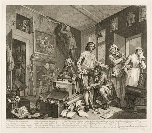 Plate One, from A Rake's Progress by William Hogarth, print, 1735
