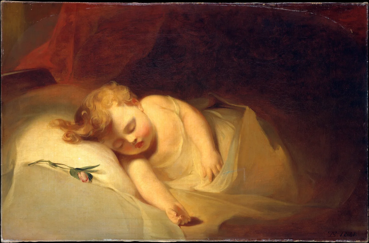 Child Asleep (The Rosebud) by Thomas Sully, artwork, 1841