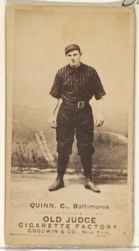 Quinn, Catcher, Baltimore Orioles, from the Old Judge series (N172) for Old Judge Cigarettes by Goodwin & Company, photograph, 1887-1890
