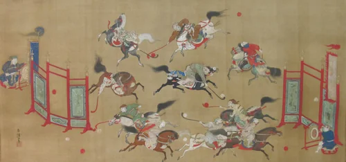 Tartars Playing Polo by Kano Eisen'in Furunobu (狩野永川院古), painting, 1700-1731