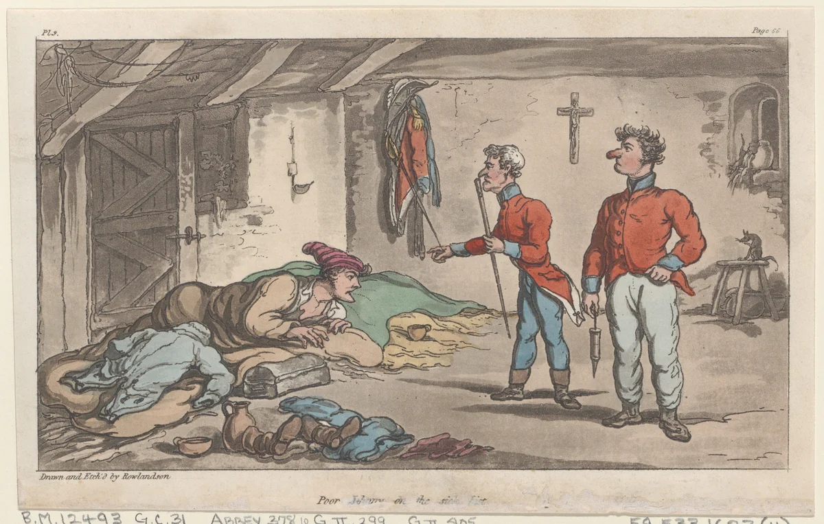 Poor Johnny on the sick list by Thomas Rowlandson, print, 1815