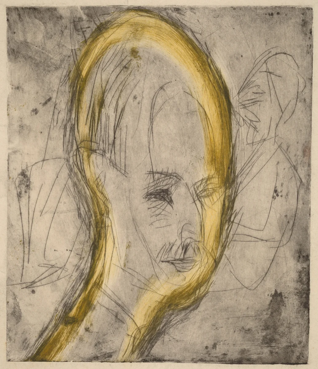 Head of Dr. Bauer by Ernst Ludwig Kirchner, print, 1921