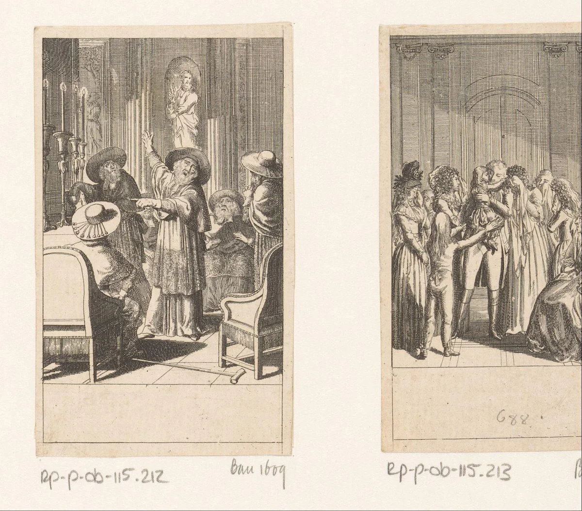 Perretti draagt zichzelf voor als pauselijk kandidaat by Daniel Nikolaus Chodowiecki, print, 1792