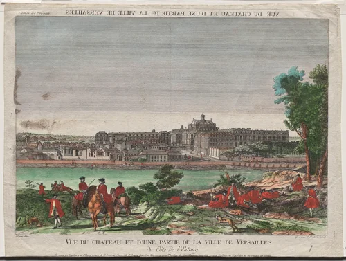Vue du Chateau et d'une Partie de la Ville de Versailles by Balthasar Friedrich Leizelt, print, 1765-1805