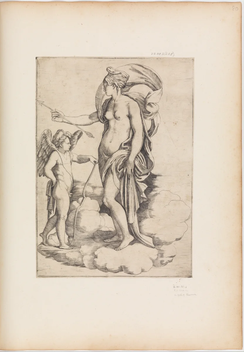 Venus and Cupid by Giacomo Francia, print, 1520-1530