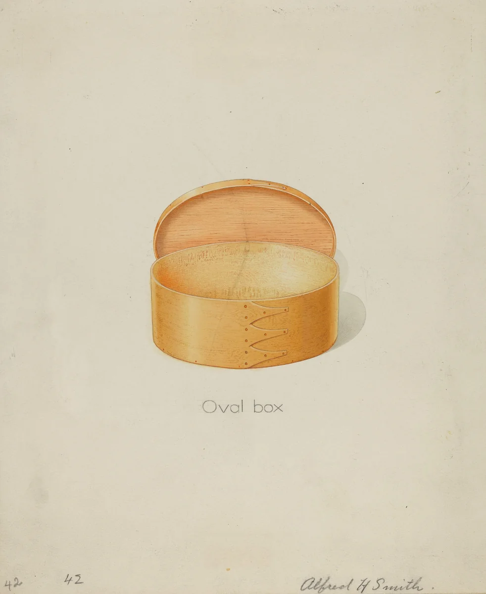 Shaker Oval Box by Alfred H. Smith, index of american design, 1936