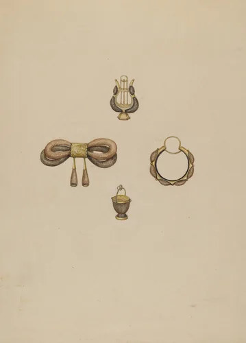 Group of Hair Jewelry by Sylvia Dezon, index of american design, 1937