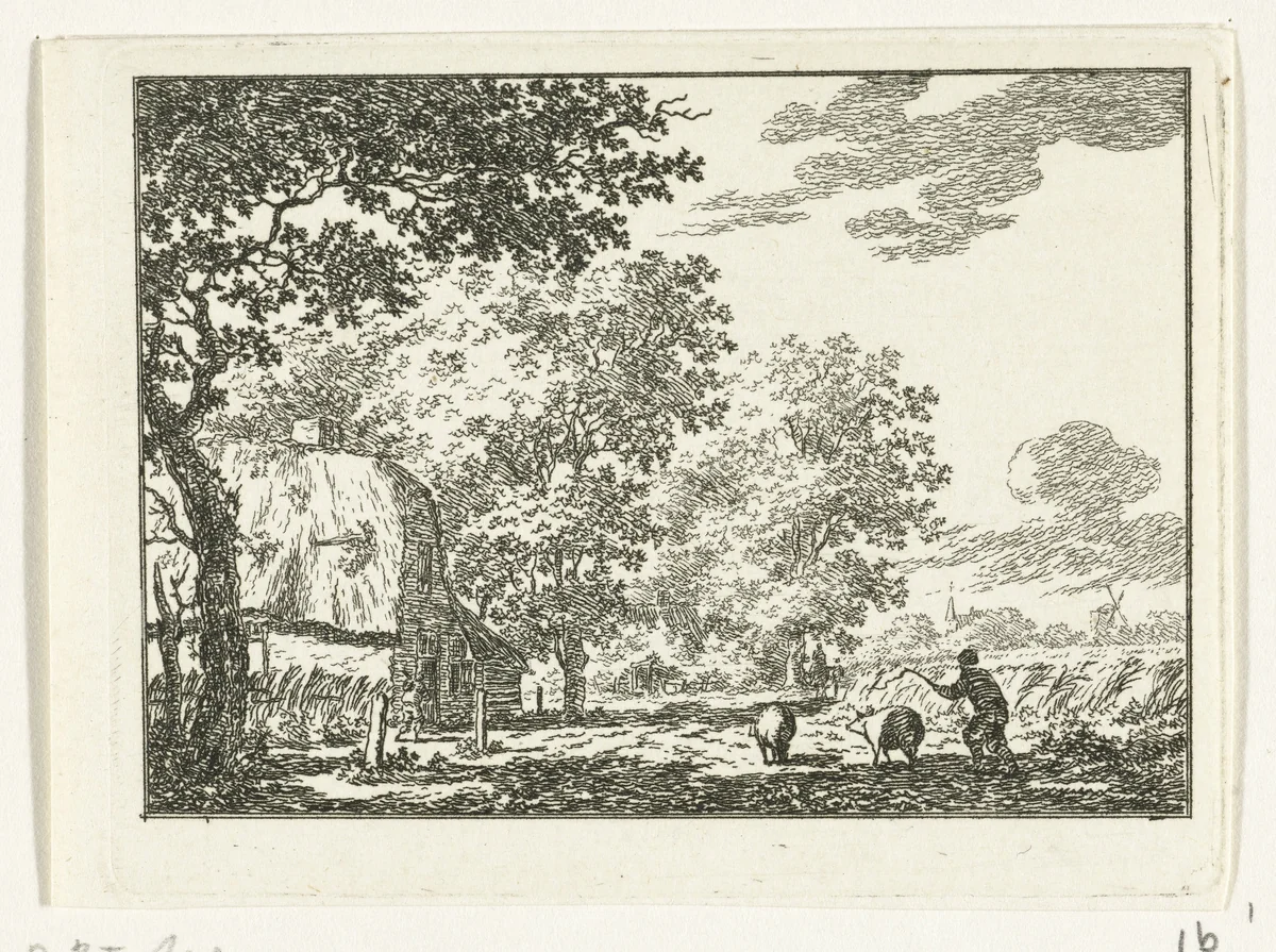 Landschap met varkenshoeder by Jacob Cats, print, 1768