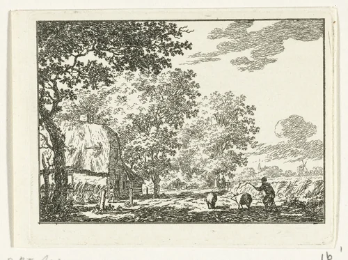 Landschap met varkenshoeder by Jacob Cats, print, 1768
