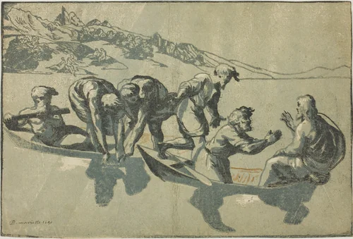 The Miraculous Draught of Fishes by Niccolò Vicentino, print, 1515-1525