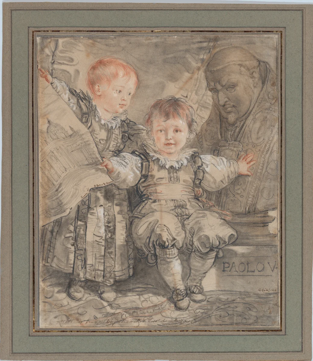 Portrait of the Princes Camillo and Francesco Borghese by Giuseppe Cades, drawing, 1778