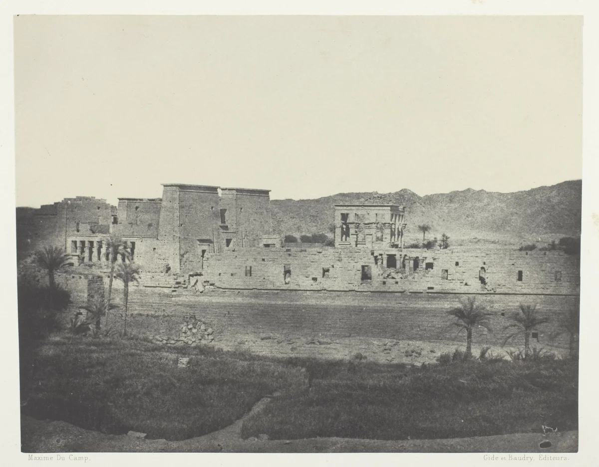 Vue Prise de l'île de Beghé, à l'Ouest, Philoe; Nubie, plate 68 from the album "Egypte, Nubie, Palestine et Syrie" (1852) by Maxime Du Camp, photograph, 1849-1851