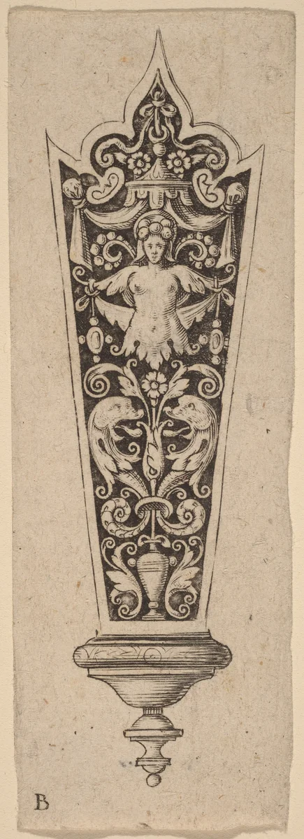 Ornament for Knife Handle by Theodor de Bry, print, 1528-1598