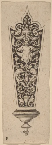 Ornament for Knife Handle by Theodor de Bry, print, 1528-1598