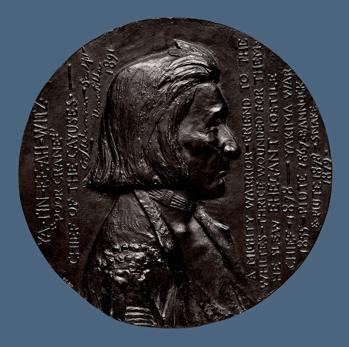 Poor Crane, Chief of the Cayuses by Olin Levi Warner, artwork, 1891-1906