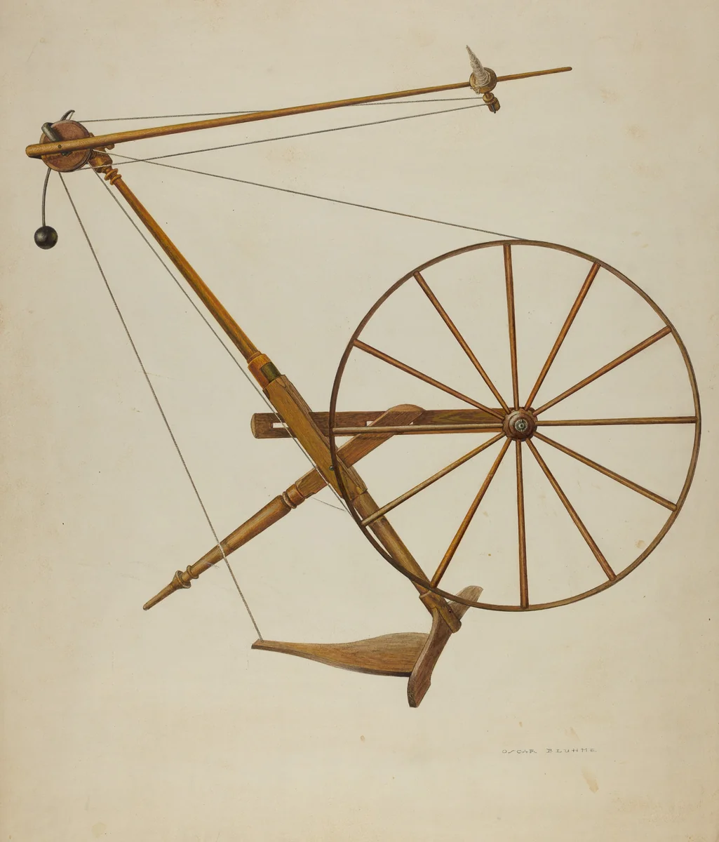 Spinning Wheel by Oscar Bluhme, index of american design, 1941