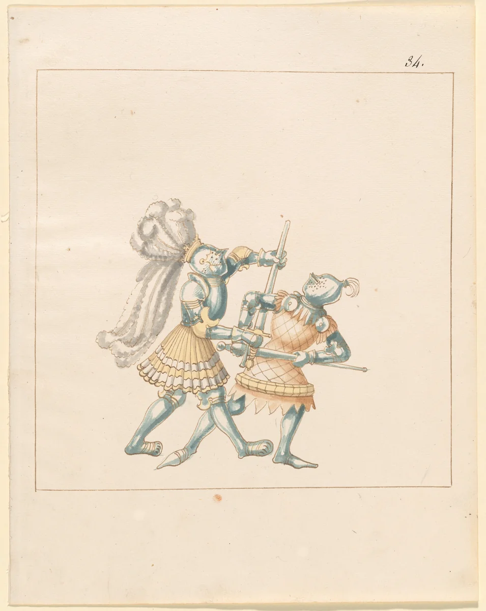 Foot Combat with Longswords by German 16th Century, drawing, 1515