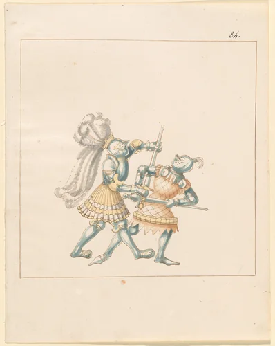 Foot Combat with Longswords by German 16th Century, drawing, 1515