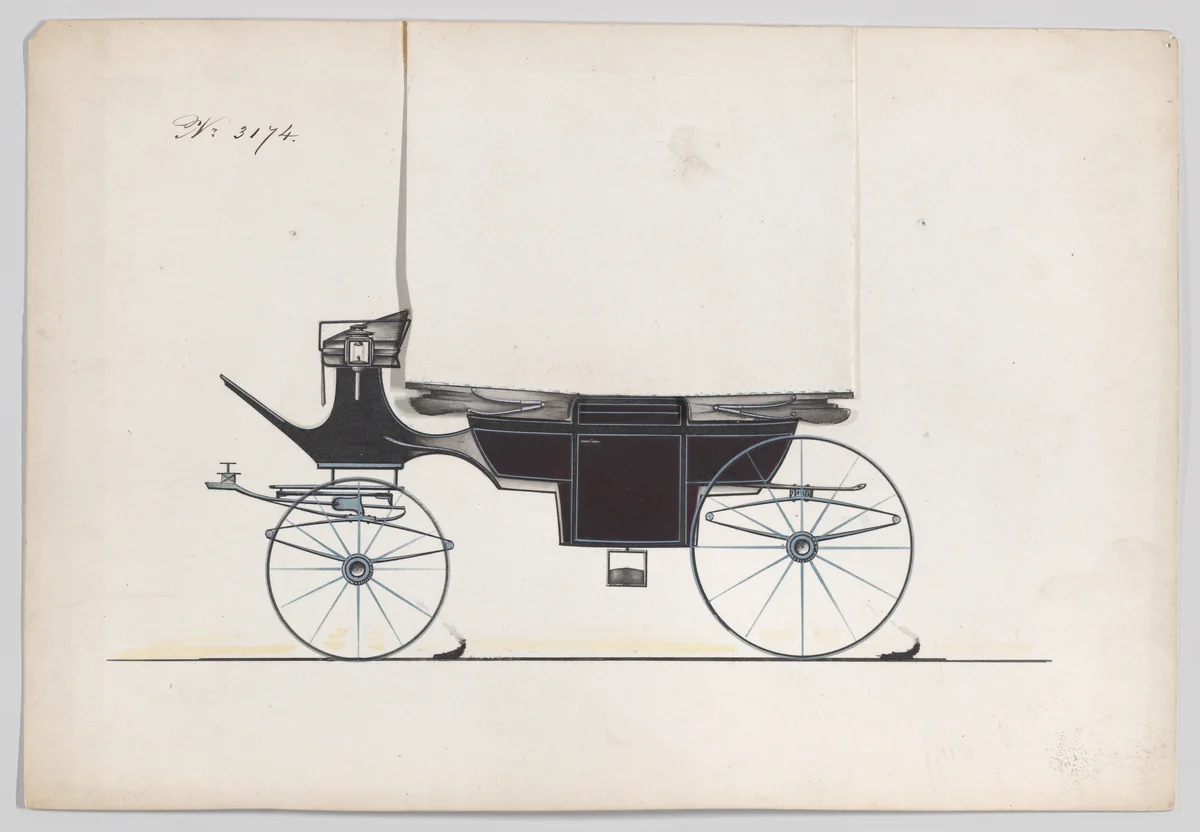 Design for Landau, No. 3174 by Brewster & Co., drawing, 1875
