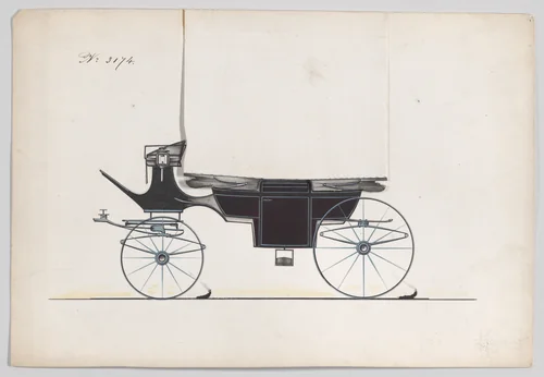 Design for Landau, No. 3174 by Brewster & Co., drawing, 1875