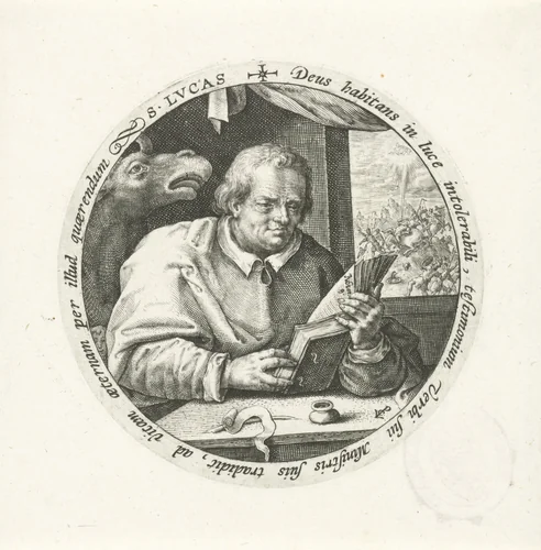 De evangelist Lucas by Unknown, print, 1574-1637