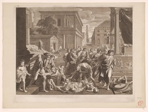 Pest bij de Filistijnen by anonymous, print, 1645-1660