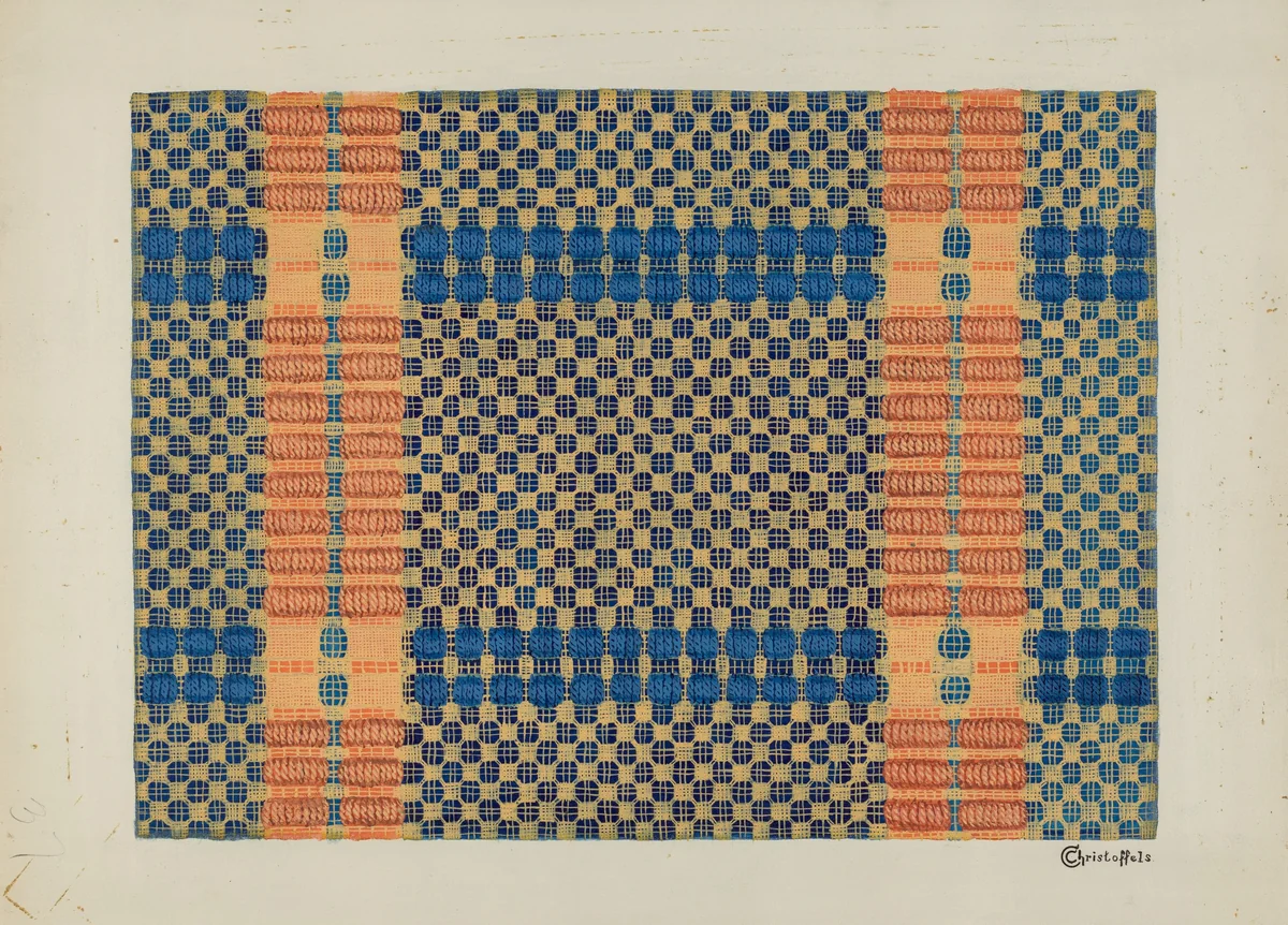 Coverlet (Reverse Side) by Cornelius Christoffels, index of american design, 1935-1942
