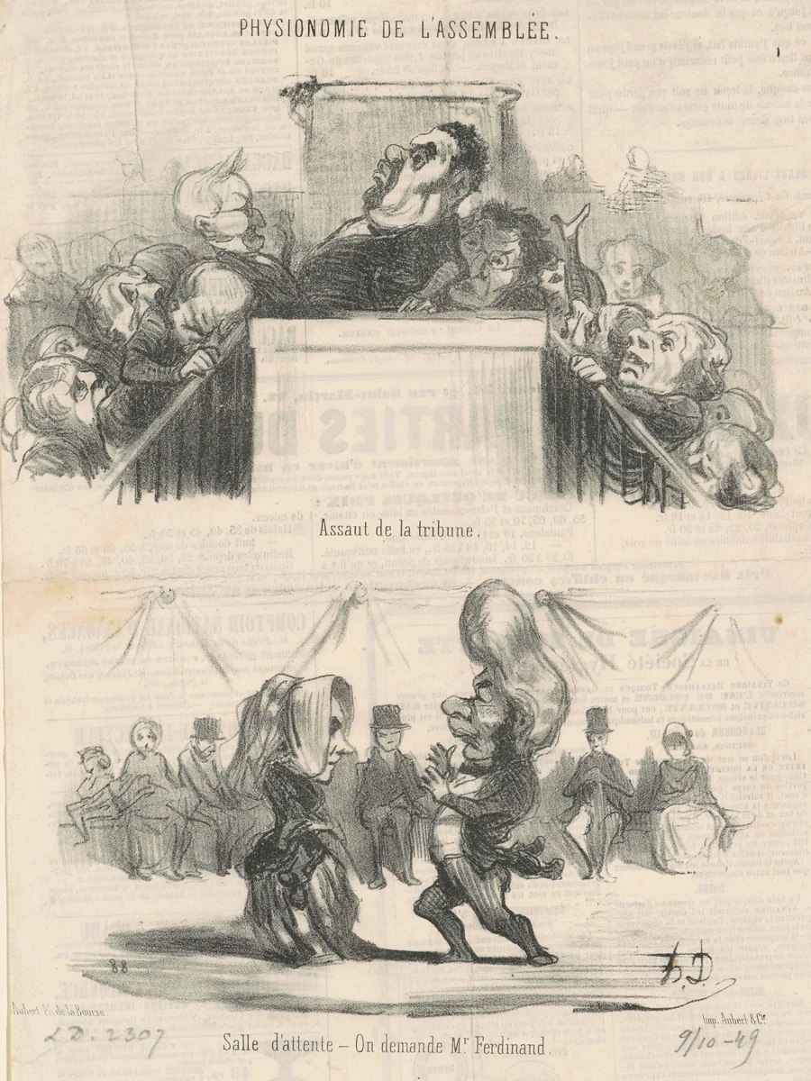 Assaut de la tribune by Honoré Daumier, print, 1849