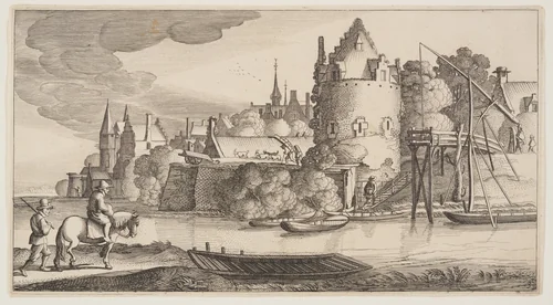 Town Situated at a River, from Landscapes (Playsante Lantschappen) by Claes Jansz. Visscher II, print, 1641