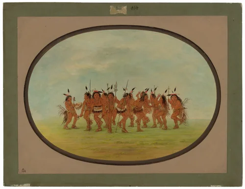 Amusing Dance - Sioux by George Catlin, painting, 1861-1869