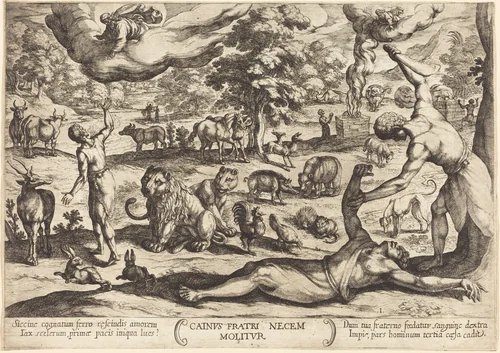 Cain Kills His Brother Abel by Antonio Tempesta, print, 1613