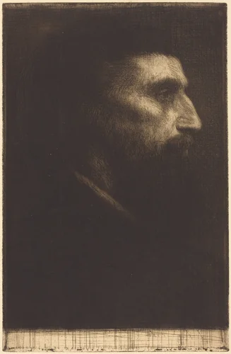 Head of a Man (Tete d'homme) by Alphonse Legros, print, 1837-1911