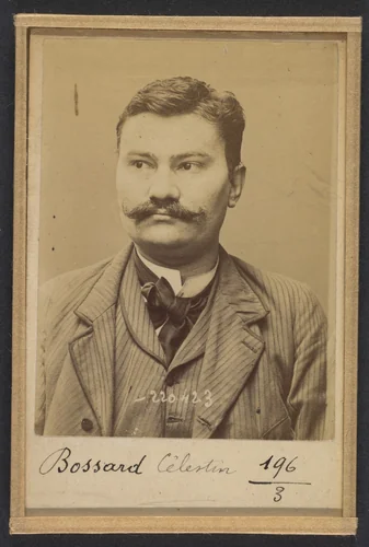 Bossard. Célestin. 33 ans, né le 5/3/61 à Gonbretière (Vendée). Cordonnier. Anarchiste. 2/7/94 by Alphonse Bertillon, photograph, 1894