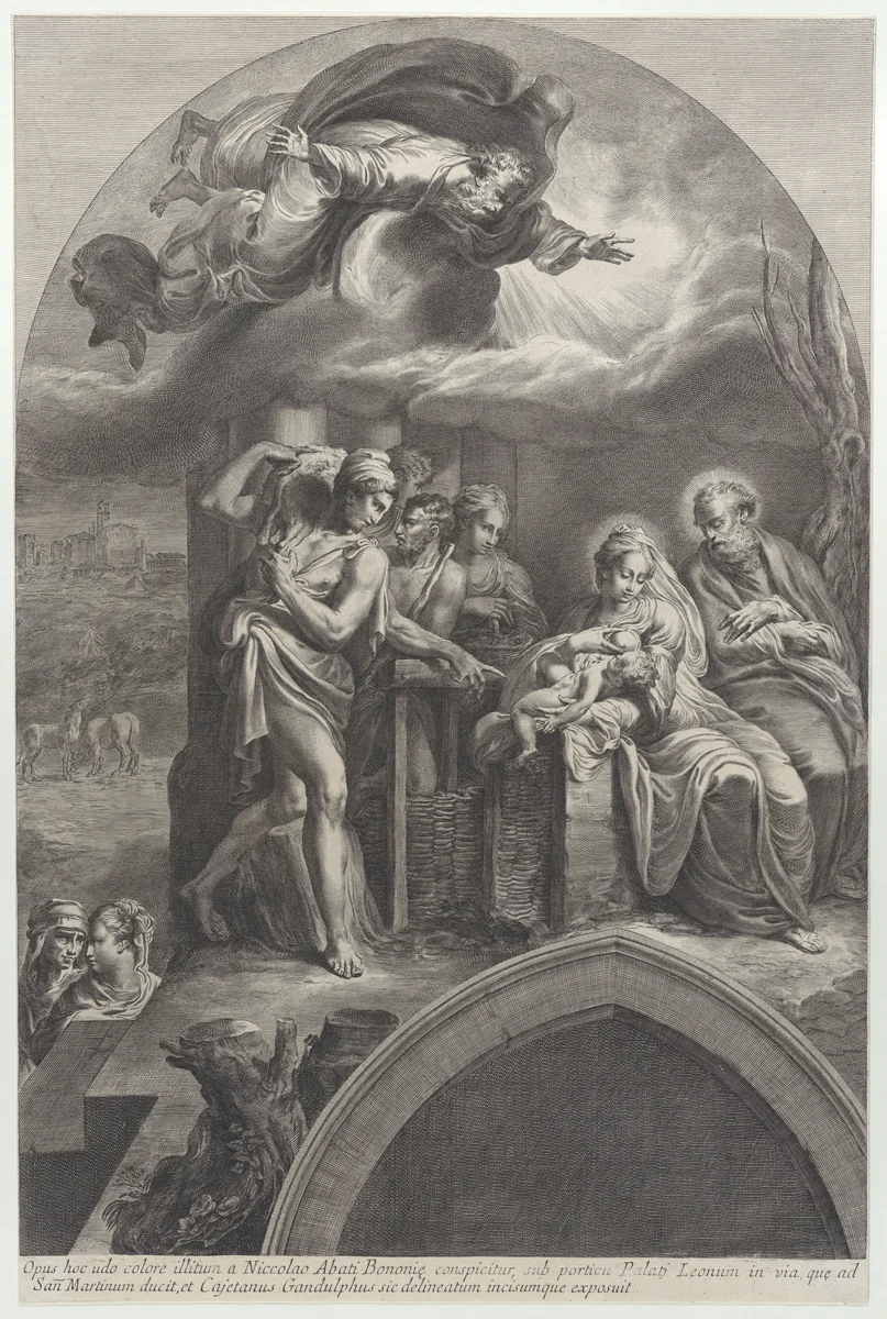 The Adoration of the Shepherds, with God the Father overhead by Gaetano Gandolfi, print, 1754-1802