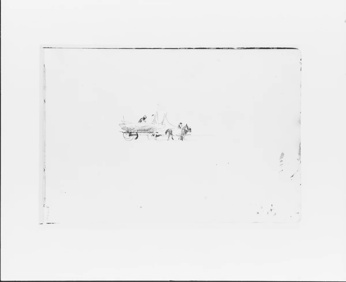 Men with a Hayrick drawn by Two Horses (from Sketchbook VII) by William Trost Richards, artwork, 1886