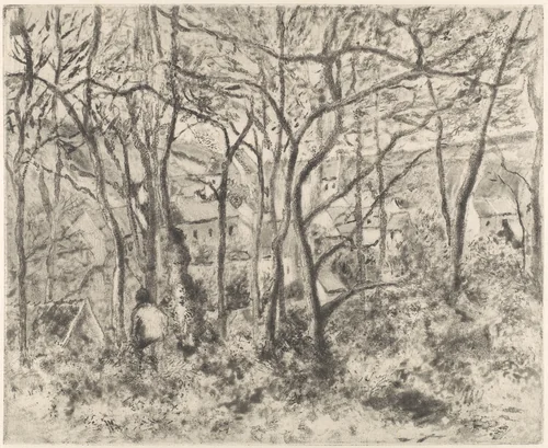 The Woods at L'Hermitage, Pontoise by Camille Pissarro, print, 1879