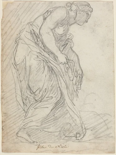 One of Niobe's Daughters by Augustin Pajou, drawing, 1752-1756