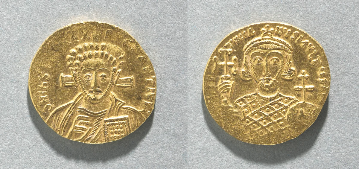 Solidus of Justinian II by Unknown, metalwork, 705