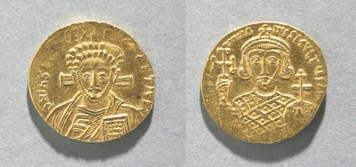 Solidus of Justinian II by Unknown, metalwork, 705