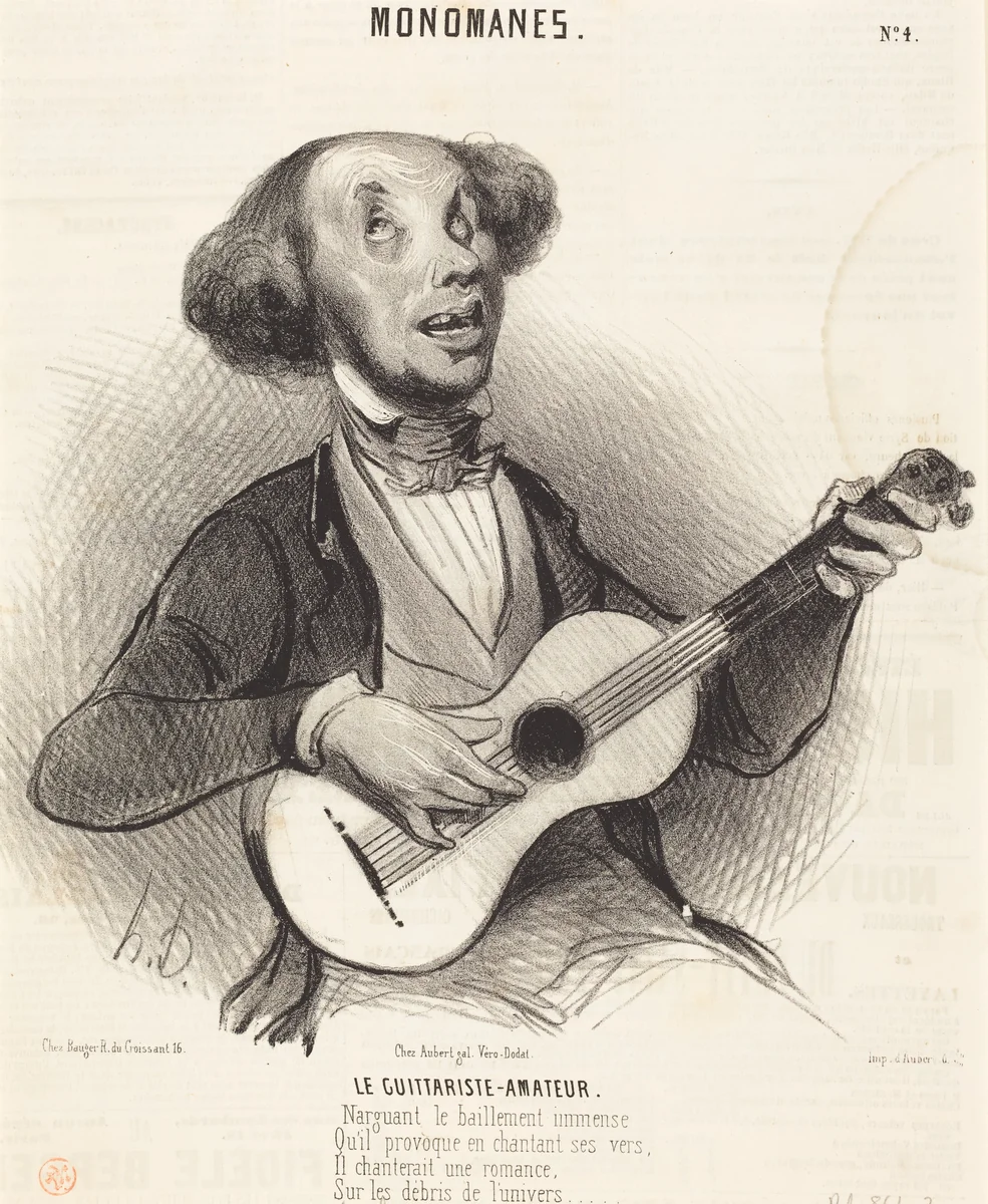 Le Guitariste-Amateur by Honoré Daumier, print, 1840