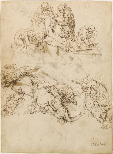 The Martyrdom of Saint Bartholomew; The Conversion of Saint Paul by Jacopo Palma il Giovane, drawing, 1590-1595