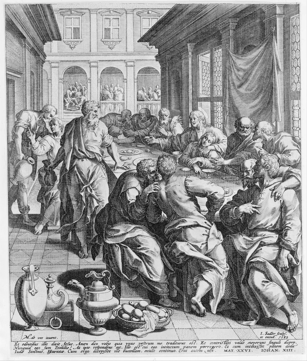 Last Supper, from "The Passion of Christ" by Johann Sadeler I, print, 1582