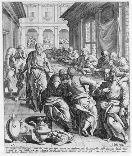 Last Supper, from "The Passion of Christ" by Johann Sadeler I, print, 1582