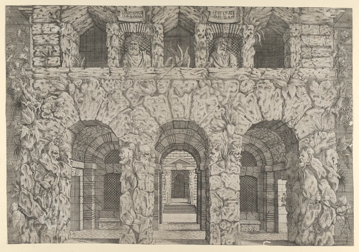 A Grotto by Antonio Fantuzzi, print, 1540-1560