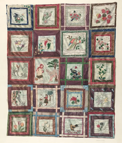 Appliqued Quilt by Dorothee L. Bates, index of american design, 1935-1942