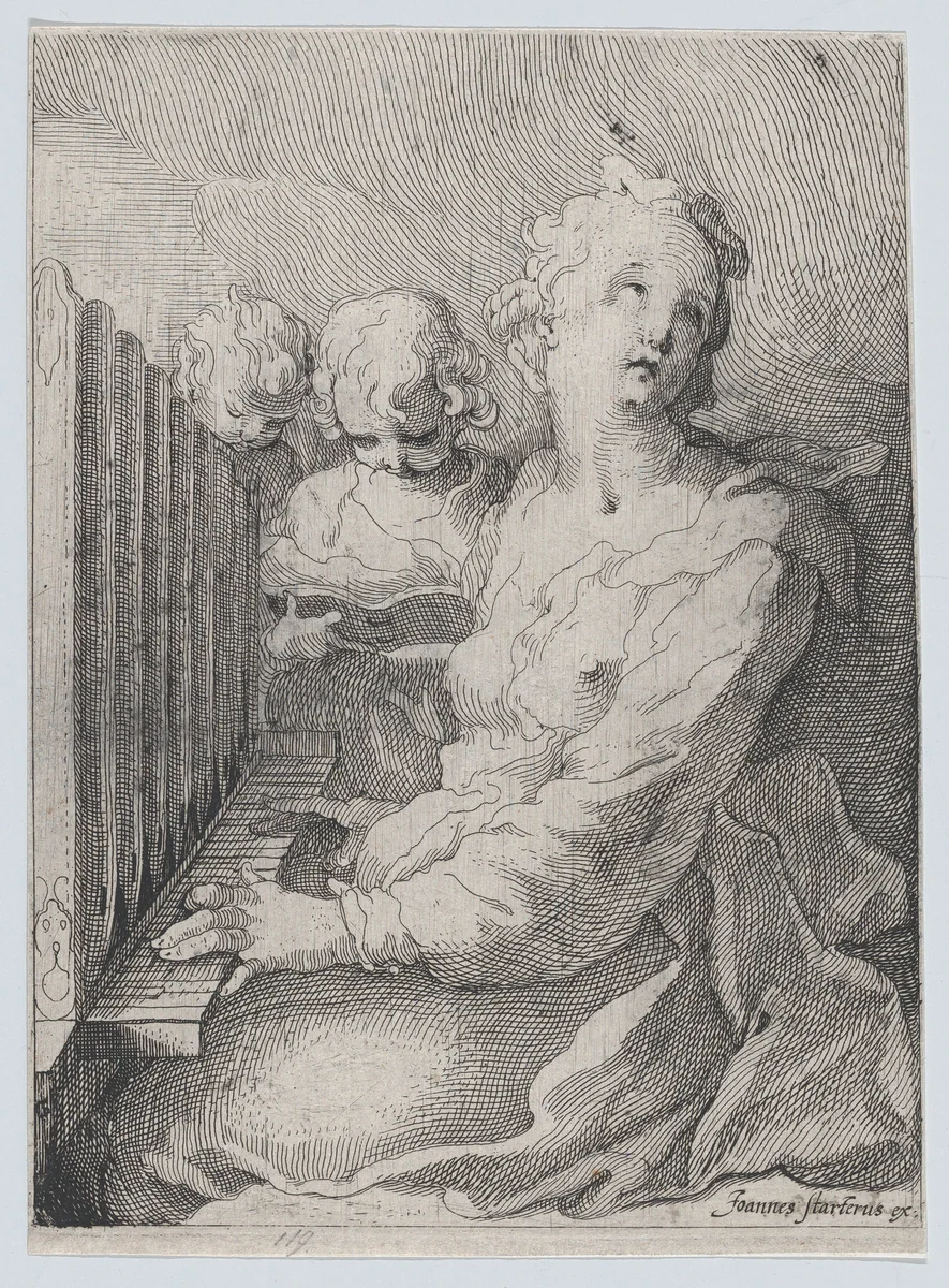 St. Cecilia, Playing the Organ by Gerrit Pietersz. Sweelink, print, 1593